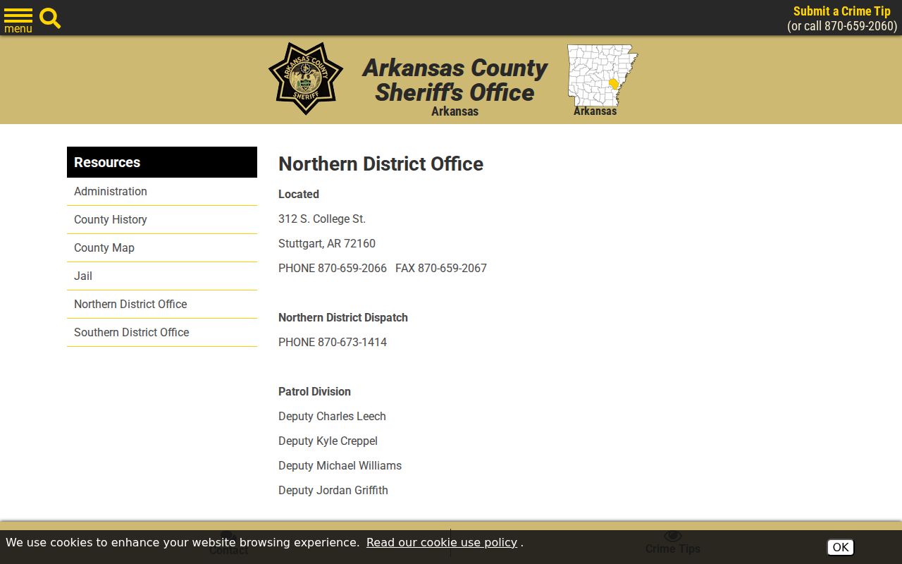 Stuttgart warrants Sheriff North contact