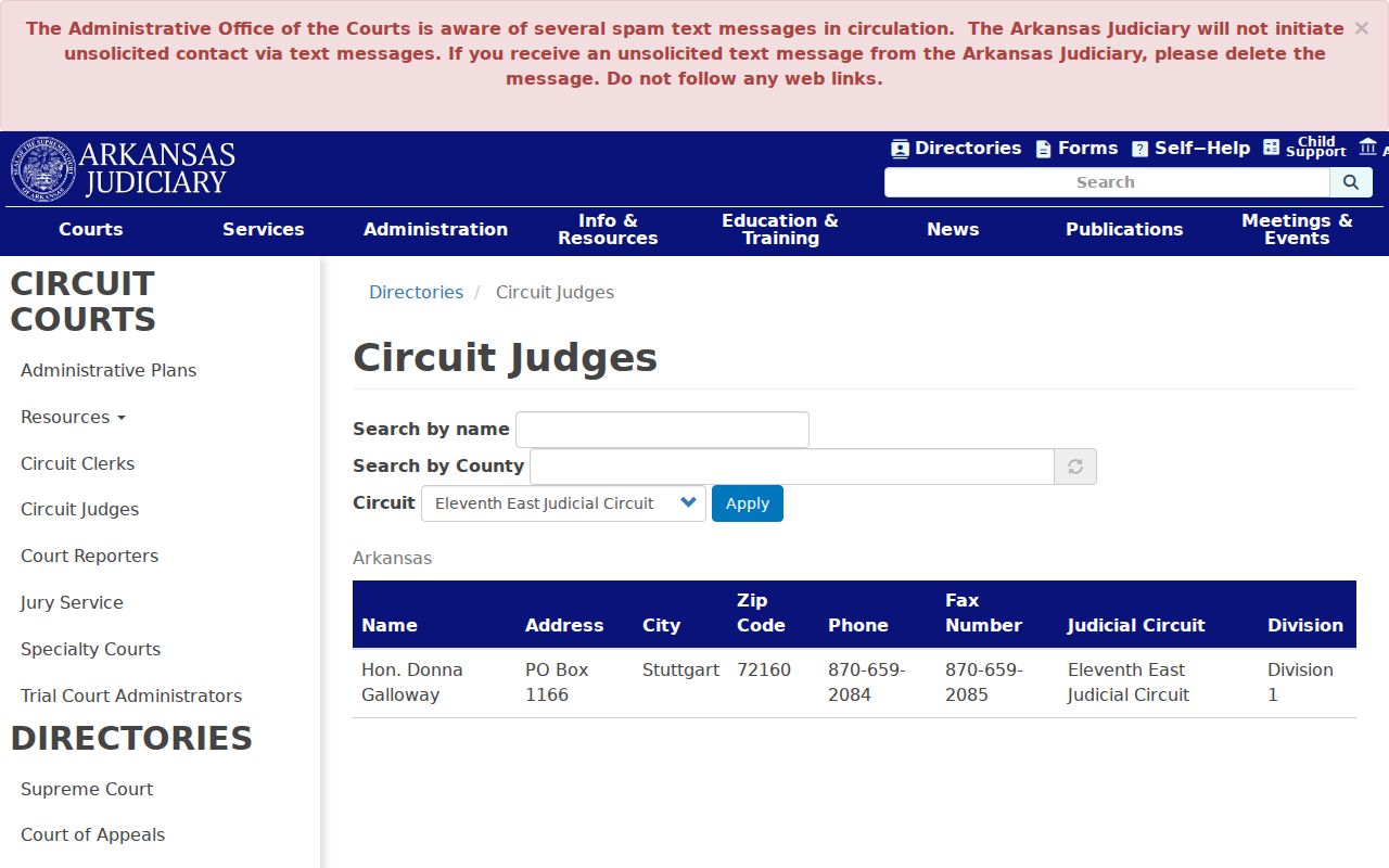 Arkansas County bench warrant Eleventh East Circuit route