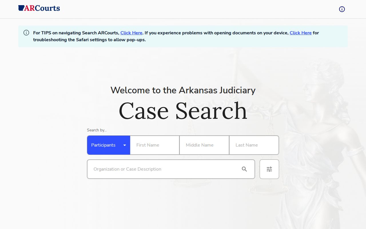 Arkansas County warrant check participant fields