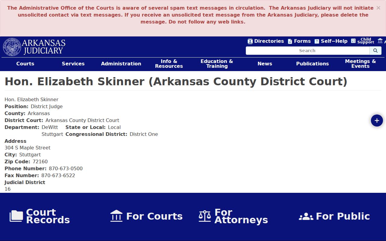 Arkansas County bench warrant Stuttgart and DeWitt judge route
