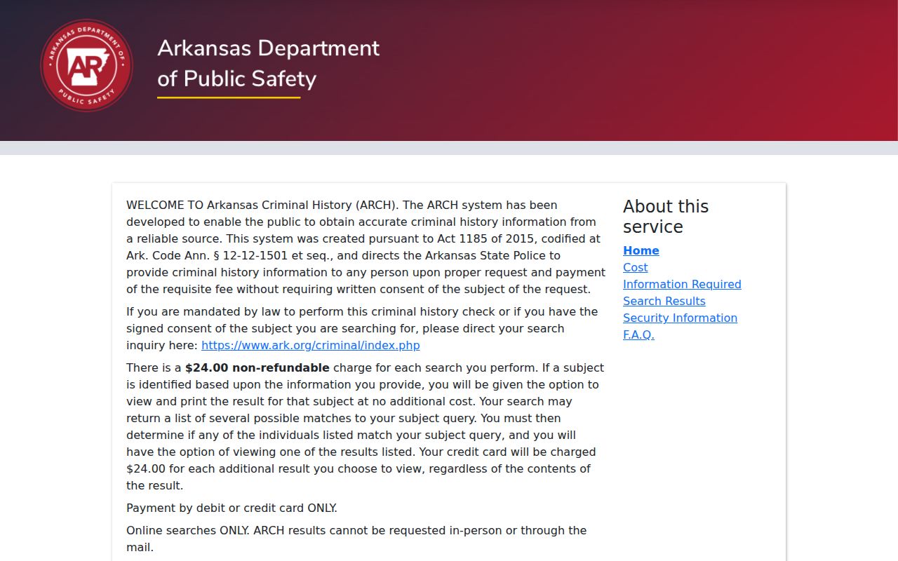 Arkansas County traffic warrant ARCH exclusion context